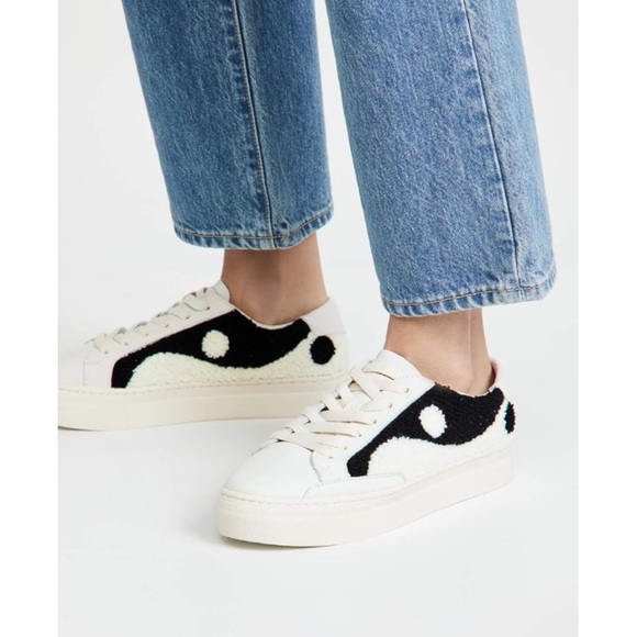 NWT Soludos Yin Yang Platform Sneaker, Size Women’s 9.5, White/Black‎ - Picture 2 of 9